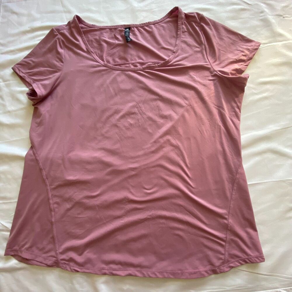 90 Degree By Reflex Women 1X Pink Open Back Short Sleeve Active Top
